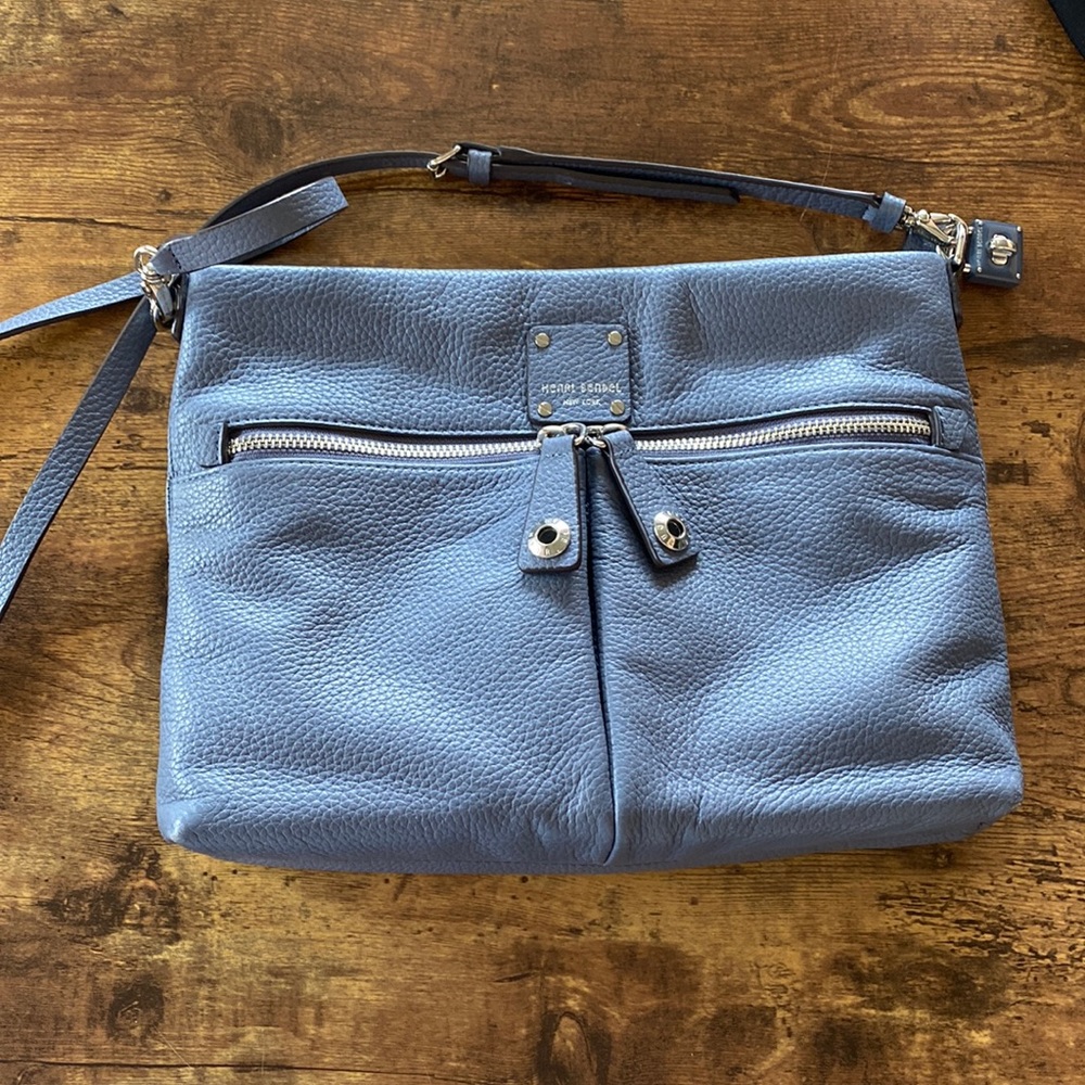 Henri Bendel Leather Jetsetter Crossbody Bag in Steely Blue